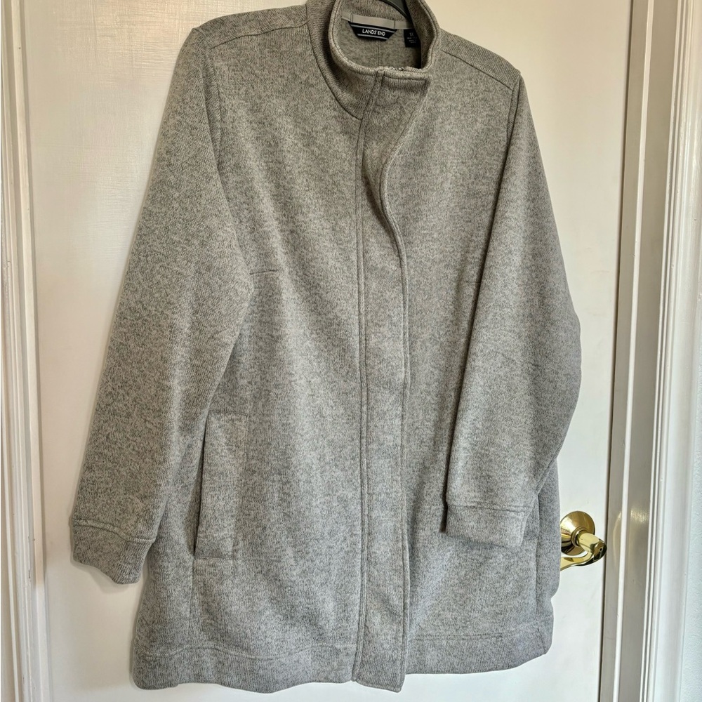 Lands End Women’s Soft Fleece Full Zip Herringbone Longer Jacket